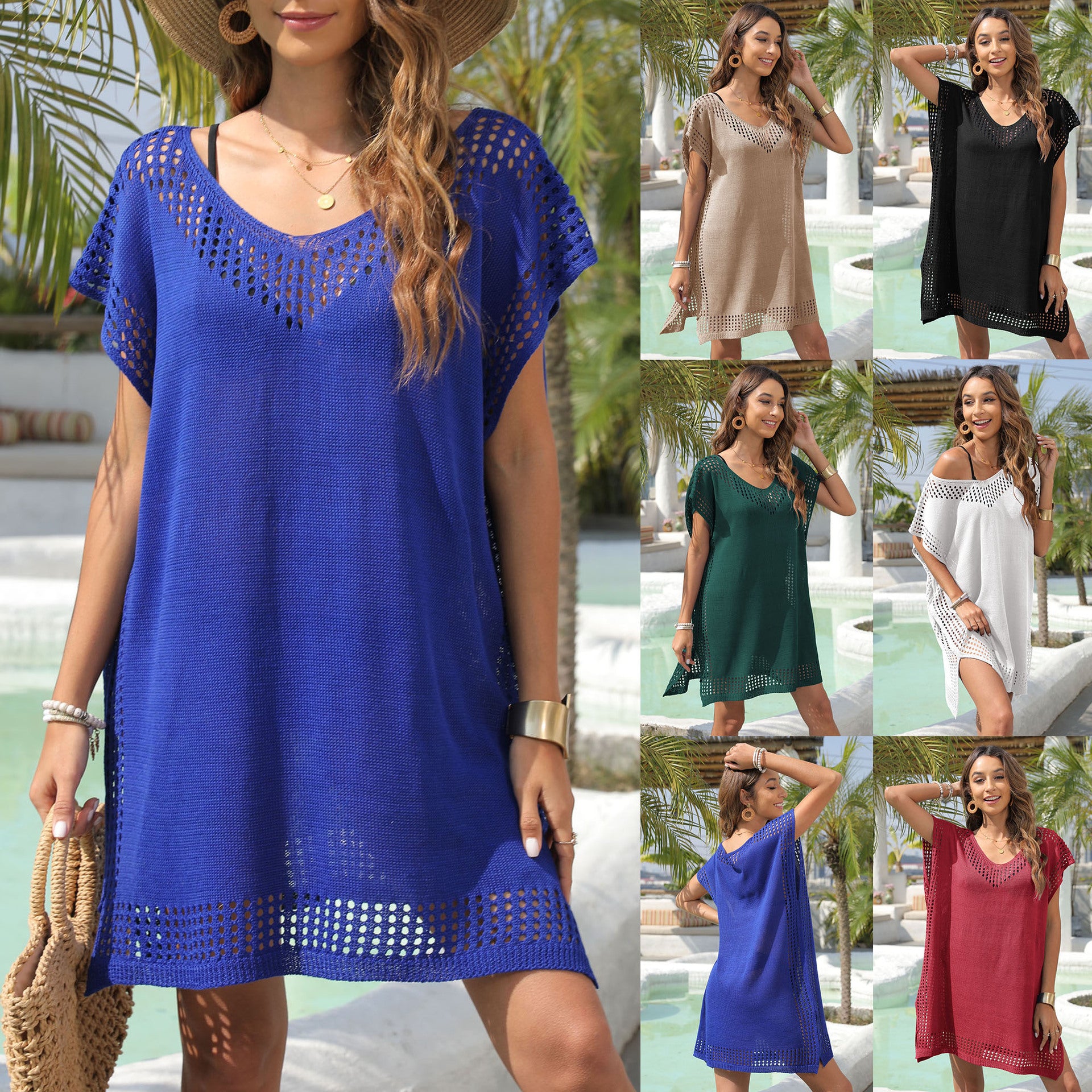 Vestido pareo con capucha y calados