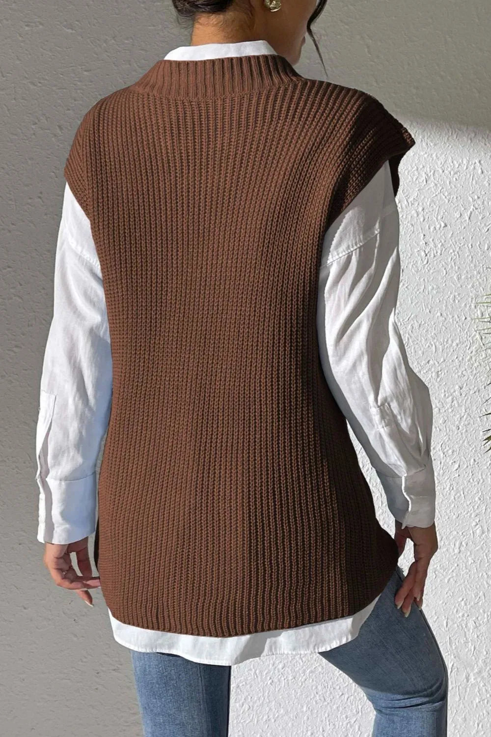 Women's Spring and Autumn New Style V-neck Simple Vest Woven Sweater Clip