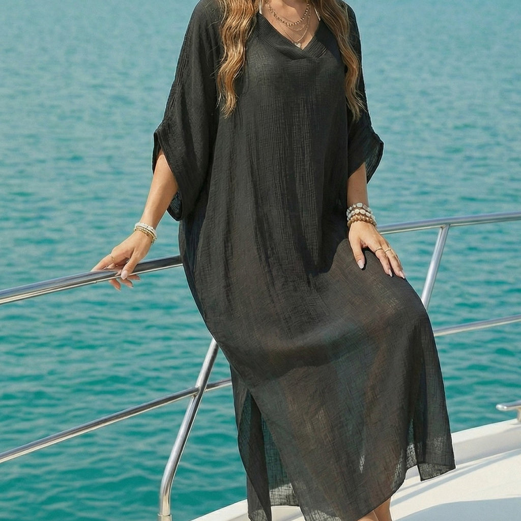 Vestido largo de playa con abertura