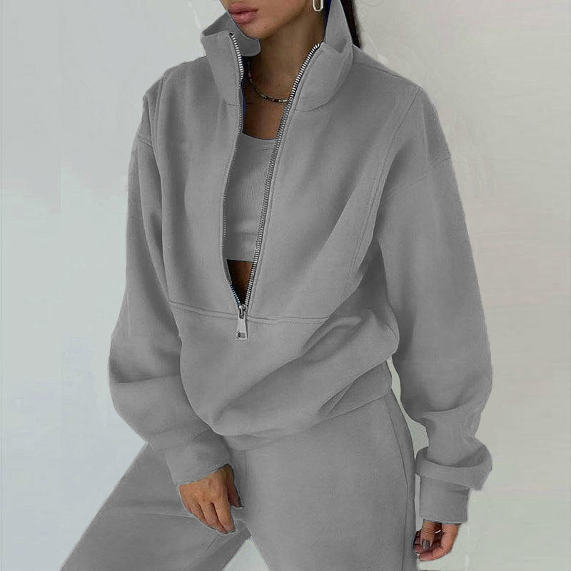 Women's Two-Piece Sweater Fleece Sports Street  Activewear Set
