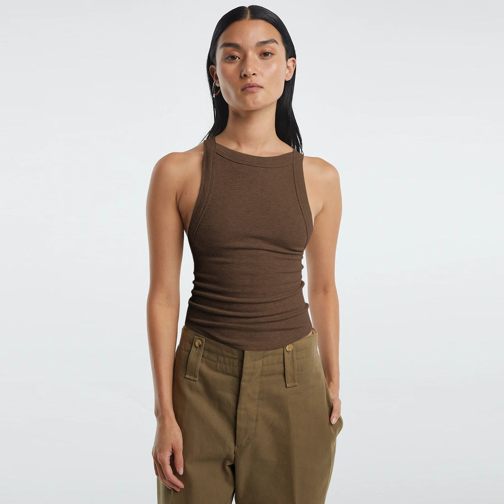 Backless Sleeveless Ribbed Knit Inner and Outer Wear BM Top for Women