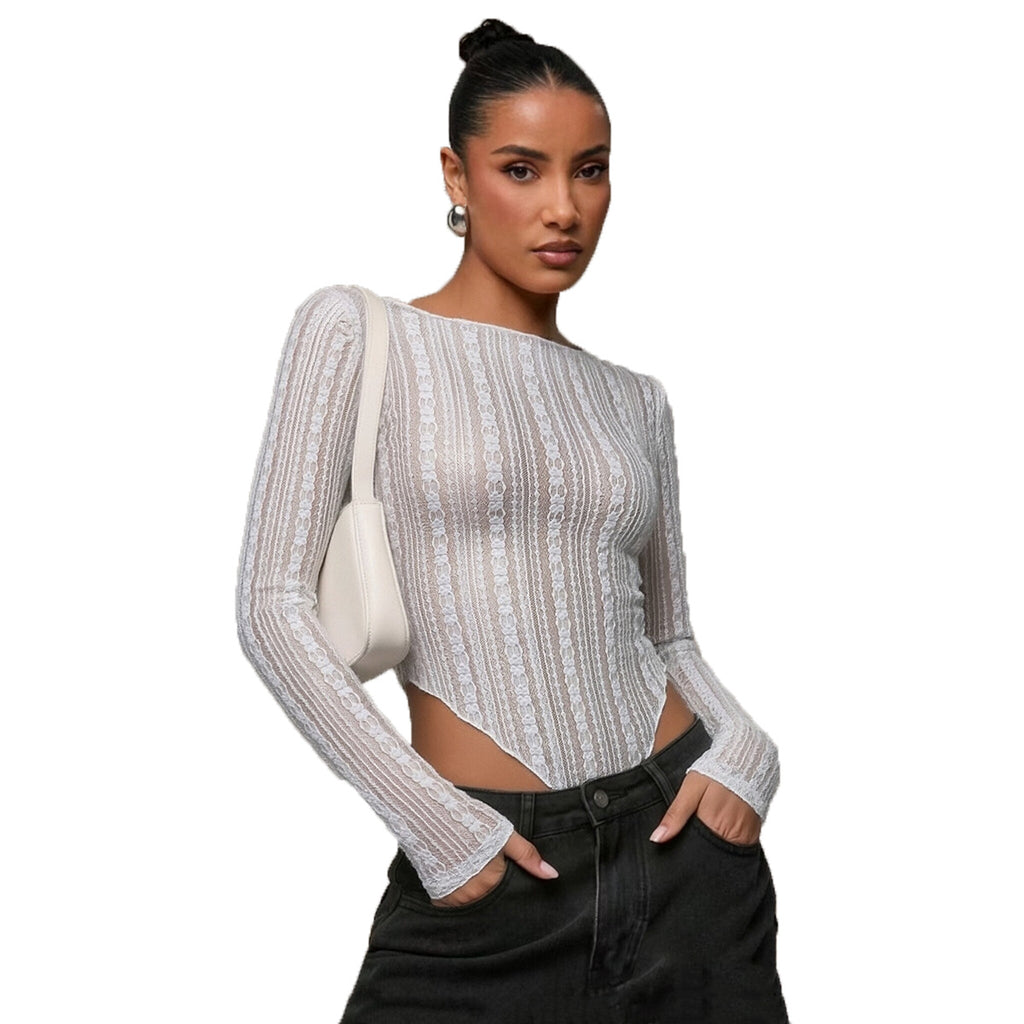 Perspective irregular lace top for women