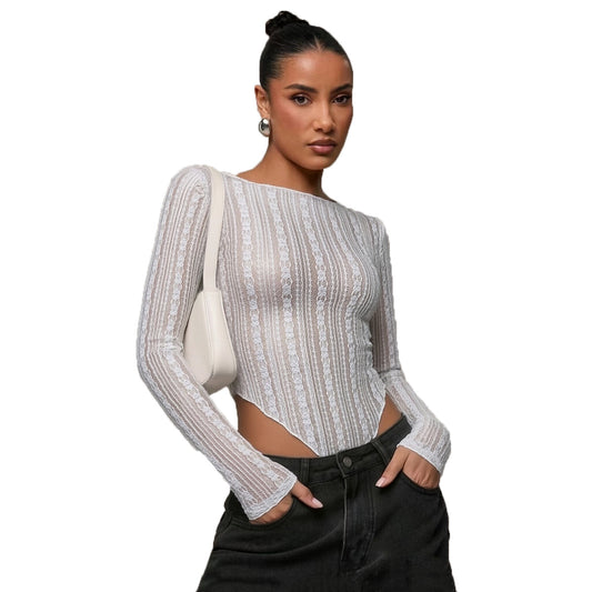 Perspective irregular lace top for women