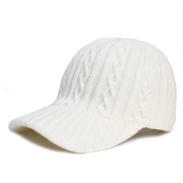 New Fashion Fluffy Baseball Cap Men's Knitted Warm Winter Solid Color Casual Elegant  Hairy Fluff Hat