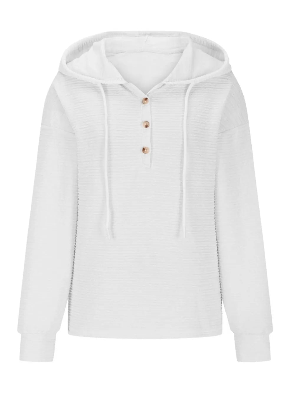 Solid color hooded sweatshirt jacket casual shoulder down long sleeved top