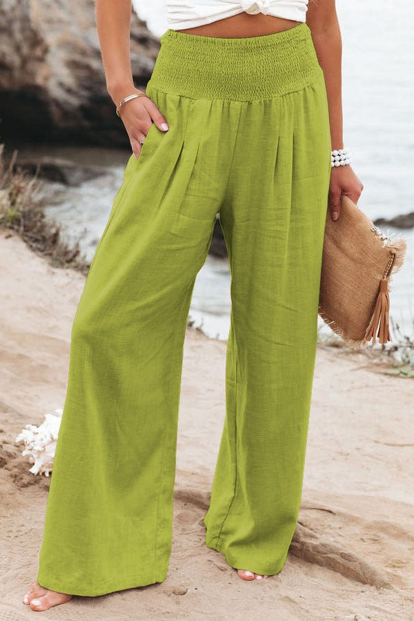 Spring and Summer Cotton Hemp Large Women's Harun Sports Pants Elastic Waist Casual Long Pants