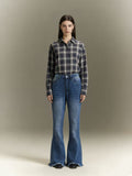 Fashion Women's New Wide-Leg Jeans, Flared Denim Pants with Ripped Hem and Raw Edge, Long Trousers