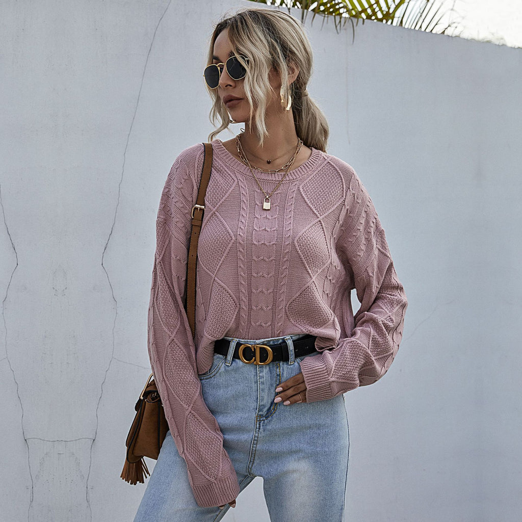 Solid color long sleeved short sweater