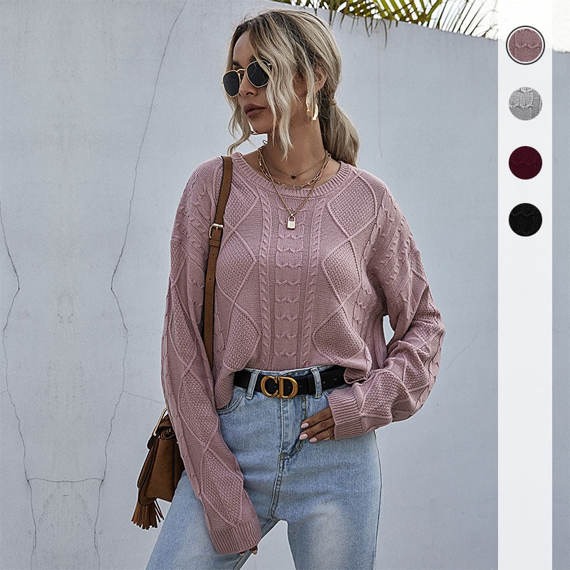 Solid color long sleeved short sweater