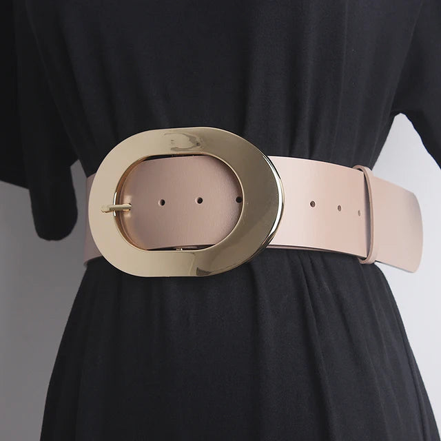 Women's Runway Fashion Genuine Leather Cummerbunds Female Dress Corsets Waistband Belts Decoration Wide Belt