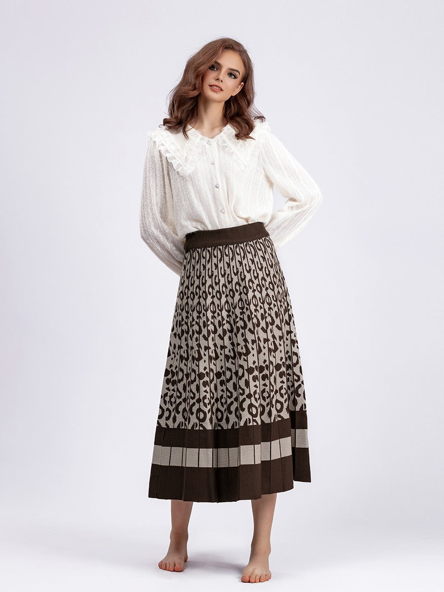 Women Sweater Skirt Elegant Long Maxi Warm Skirt Fashion Thick Midi Lady Sweater A Line Skirts
