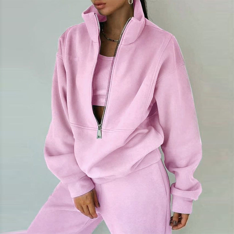 Women's Two-Piece Sweater Fleece Sports Street  Activewear Set