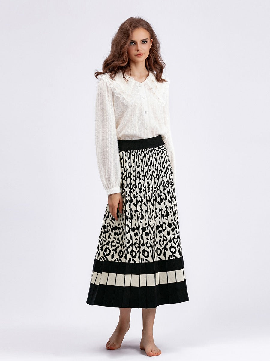 Women Sweater Skirt Elegant Long Maxi Warm Skirt Fashion Thick Midi Lady Sweater A Line Skirts