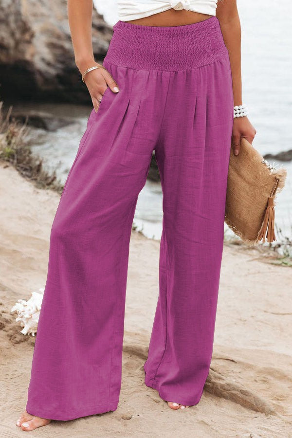 Spring and Summer Cotton Hemp Large Women's Harun Sports Pants Elastic Waist Casual Long Pants