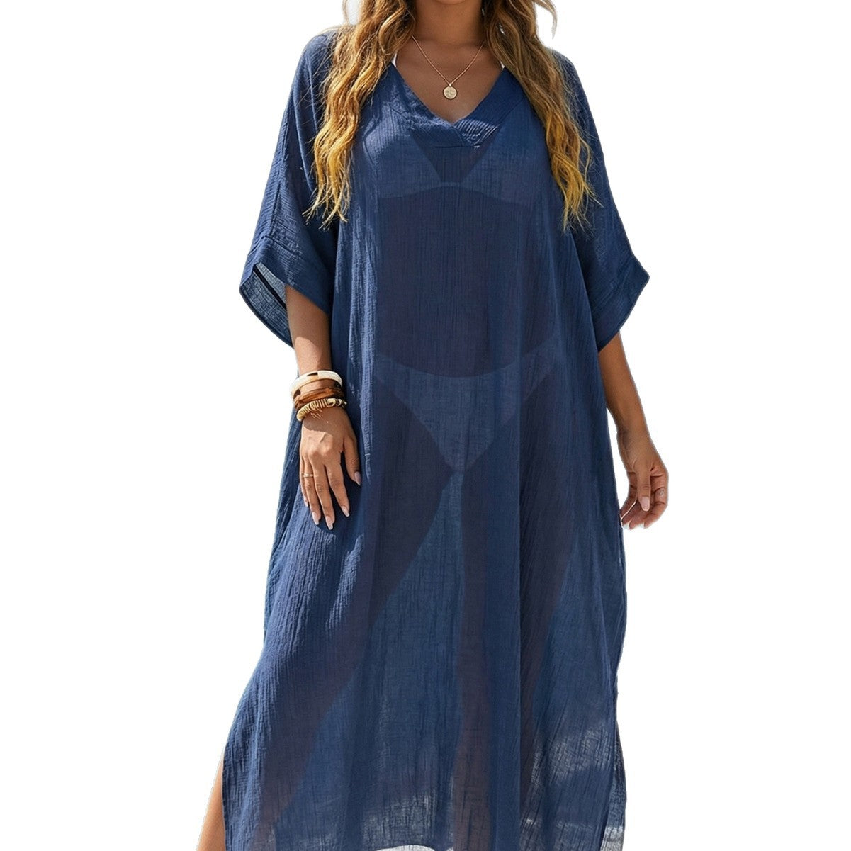Vestido largo de playa con abertura